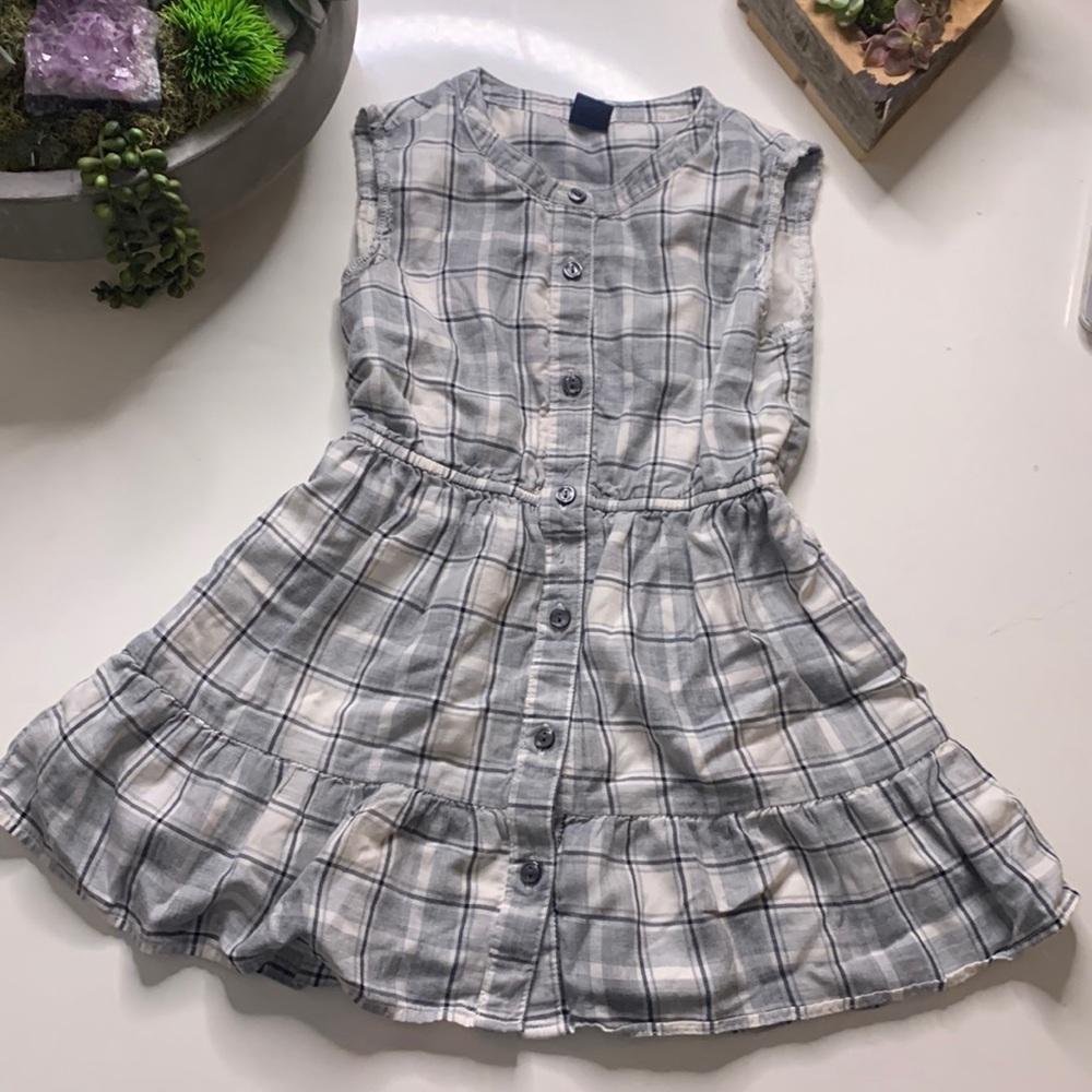 Gap kids extra small plaid button front sleeveless casual dress xs